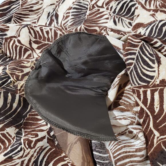 Gillian VTG Safari Palm Leaf 100% Silk Wrap Dress Womens Size 8 Neutral Pockets - Picture 11 of 14